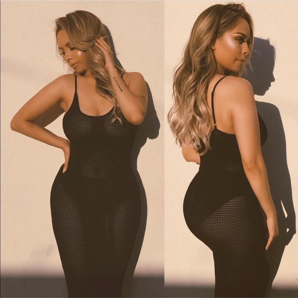 Knit Black Dress/ swim cover up - Picture 2 of 2